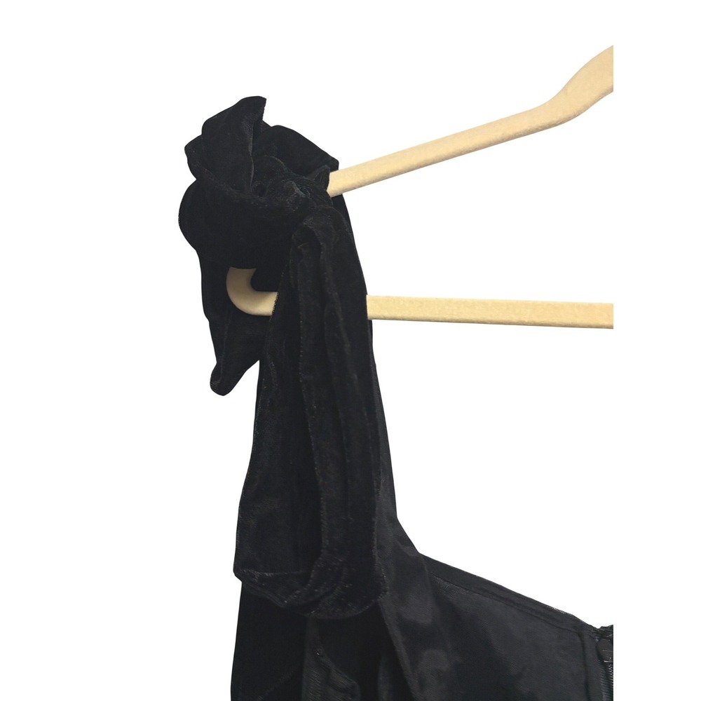 Anthropologie Geisha Designs Mini Dress Black Heart Sequin Tulle Velvet Bows 6 - Picture 9 of 10